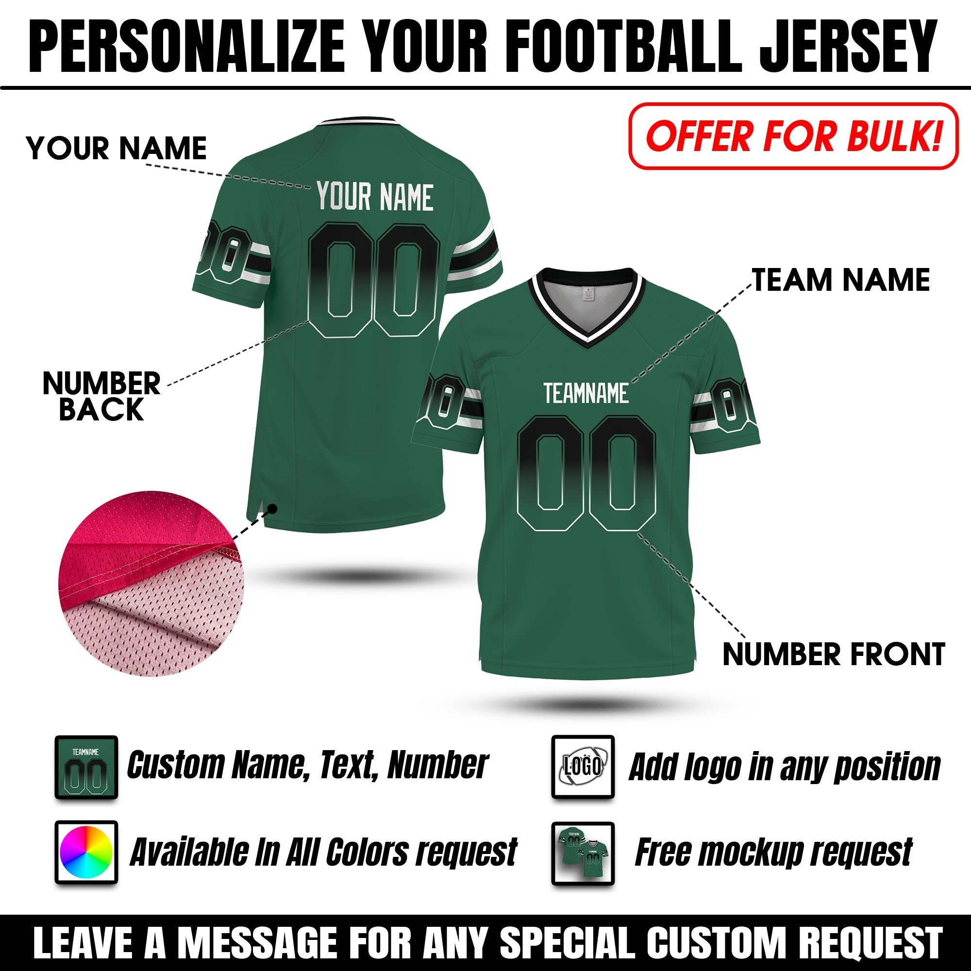 Personalized Gradient Football Jersey Game Day Family Matching Outfit, Customized Team Shirt with Player Name Number, Birthday Gift for him