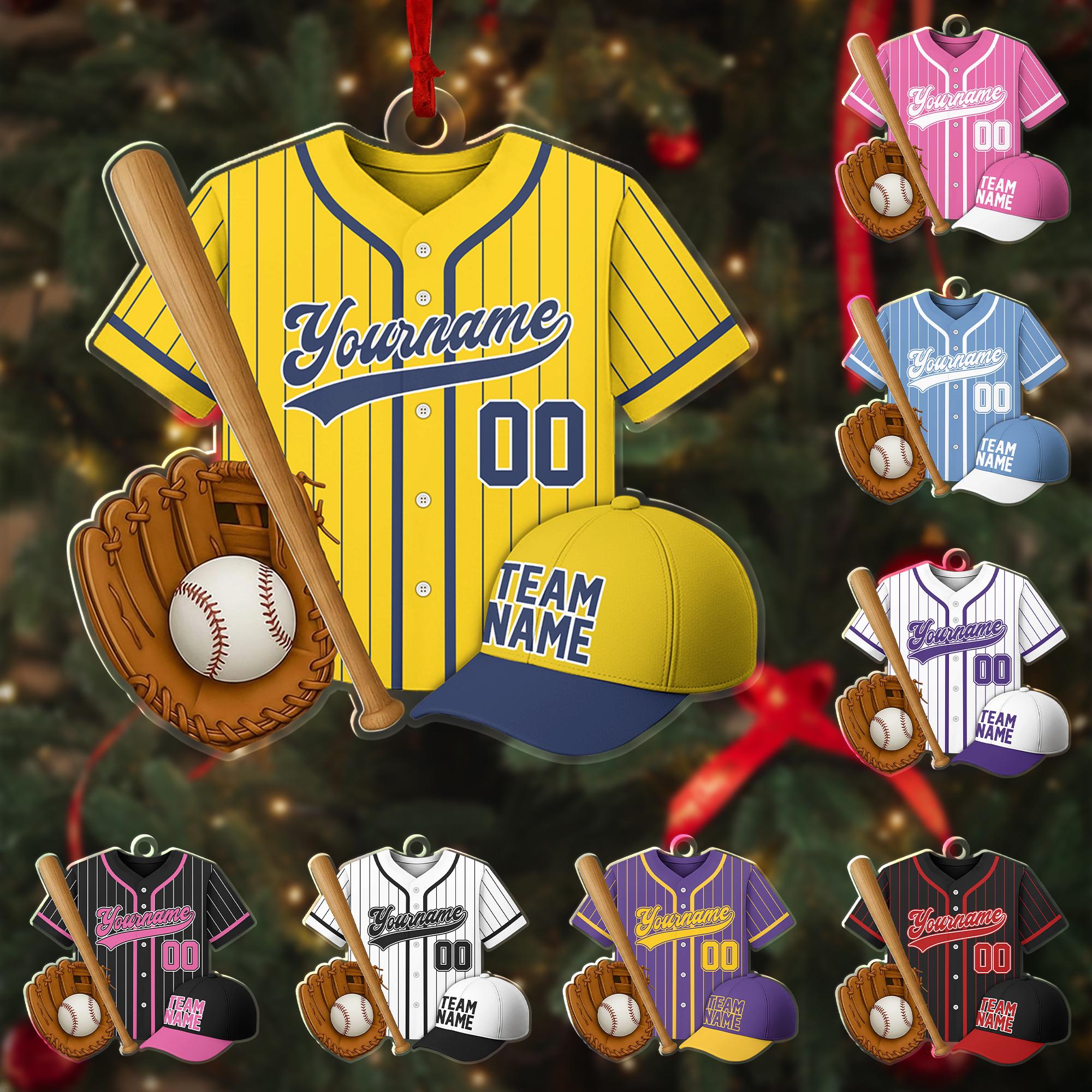 Personalized Name & Number Christmas Ornament, Custom Baseball Acrylic Ornament 2025, Sports Keepsake for Boys, Baseball Player Team Gift