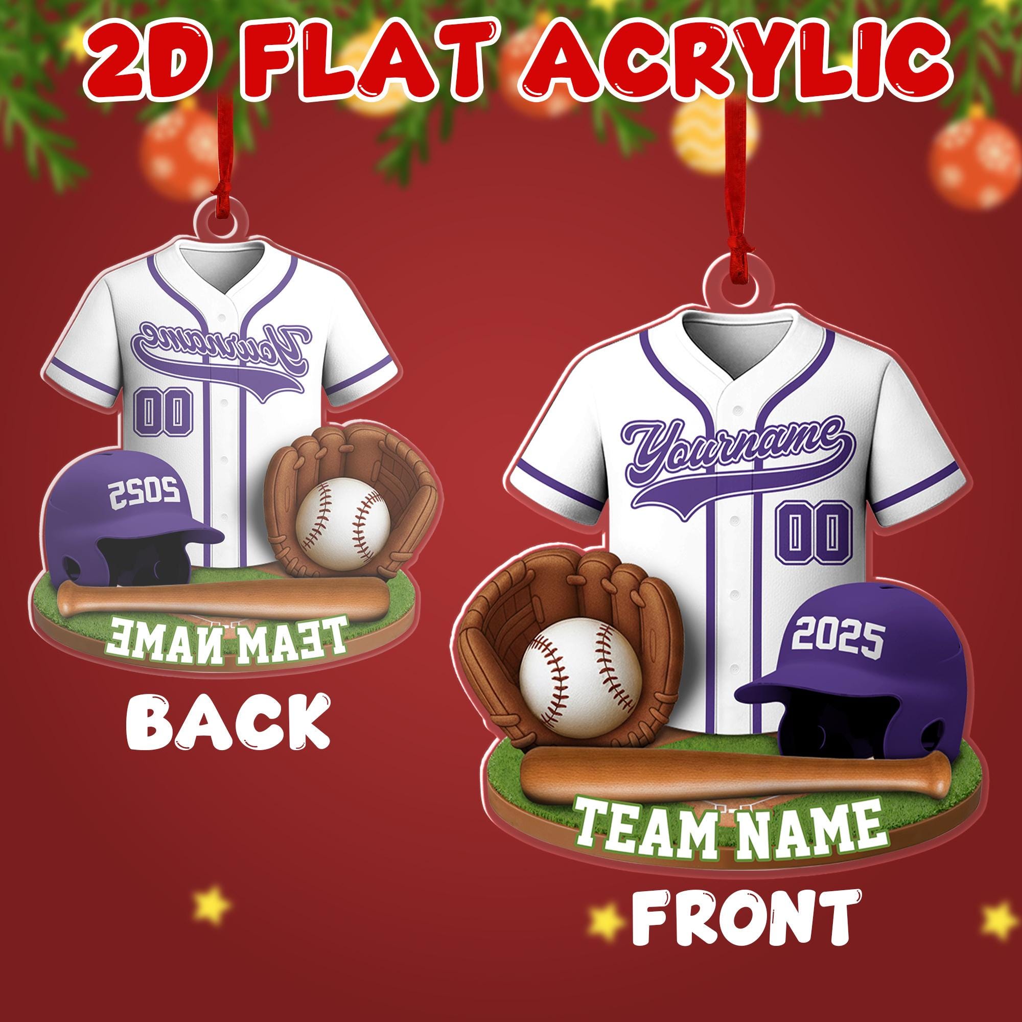 Personalized Baseball Acrylic Ornament 2025 - Custom Name & Number