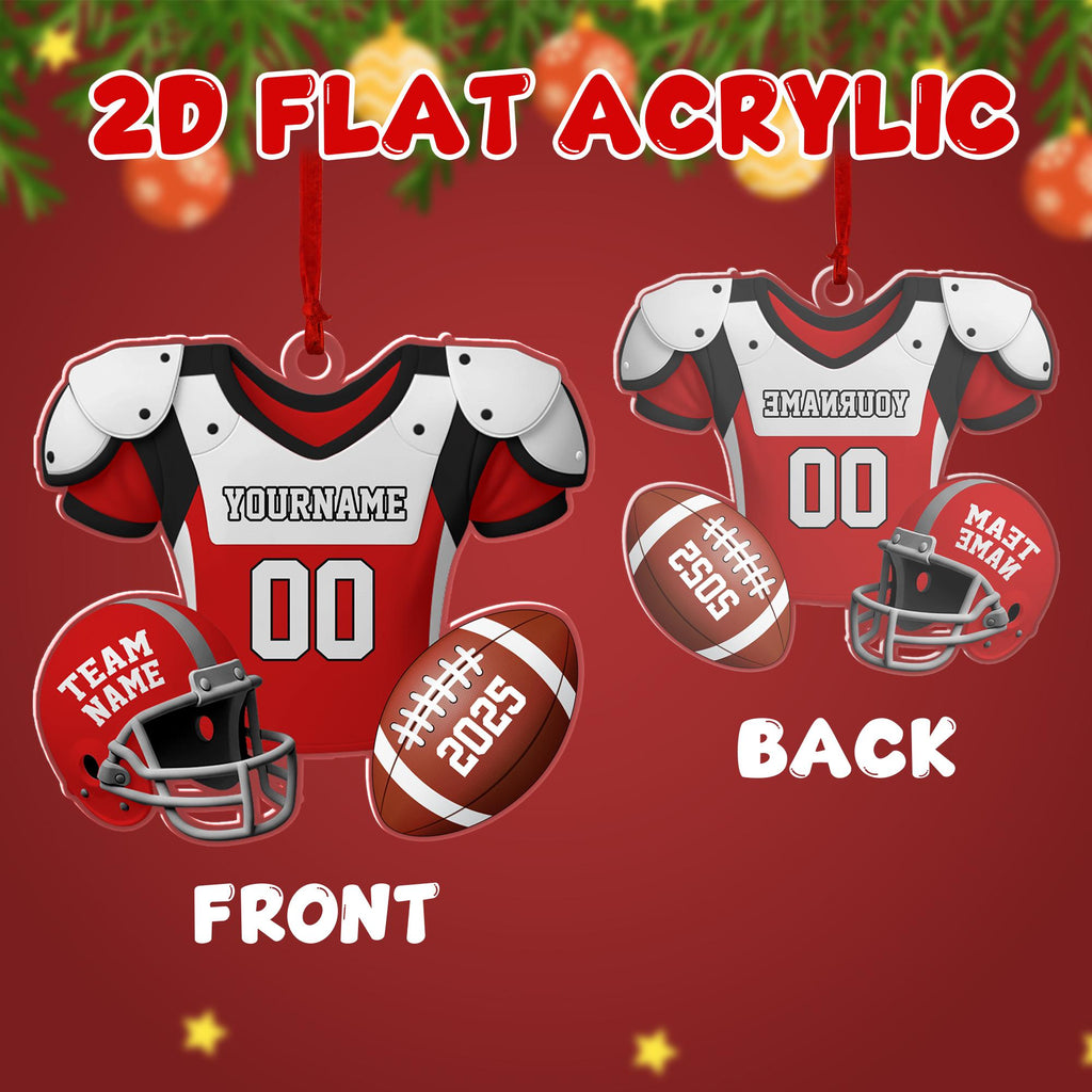 Custom Name & Number Football Acrylic Ornament: Christmas Tree Decorations
