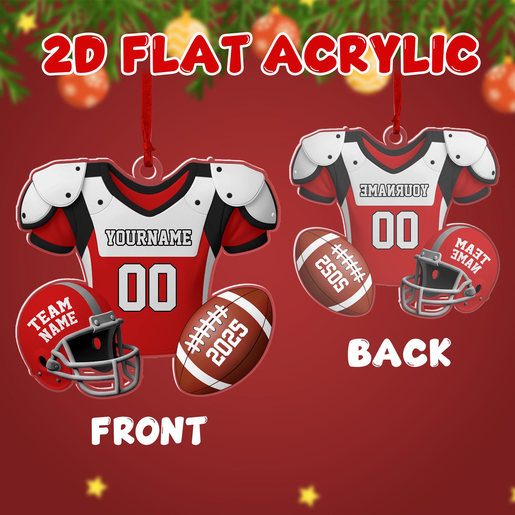 Custom Name & Number Football Acrylic Ornament: Christmas Tree Decorations