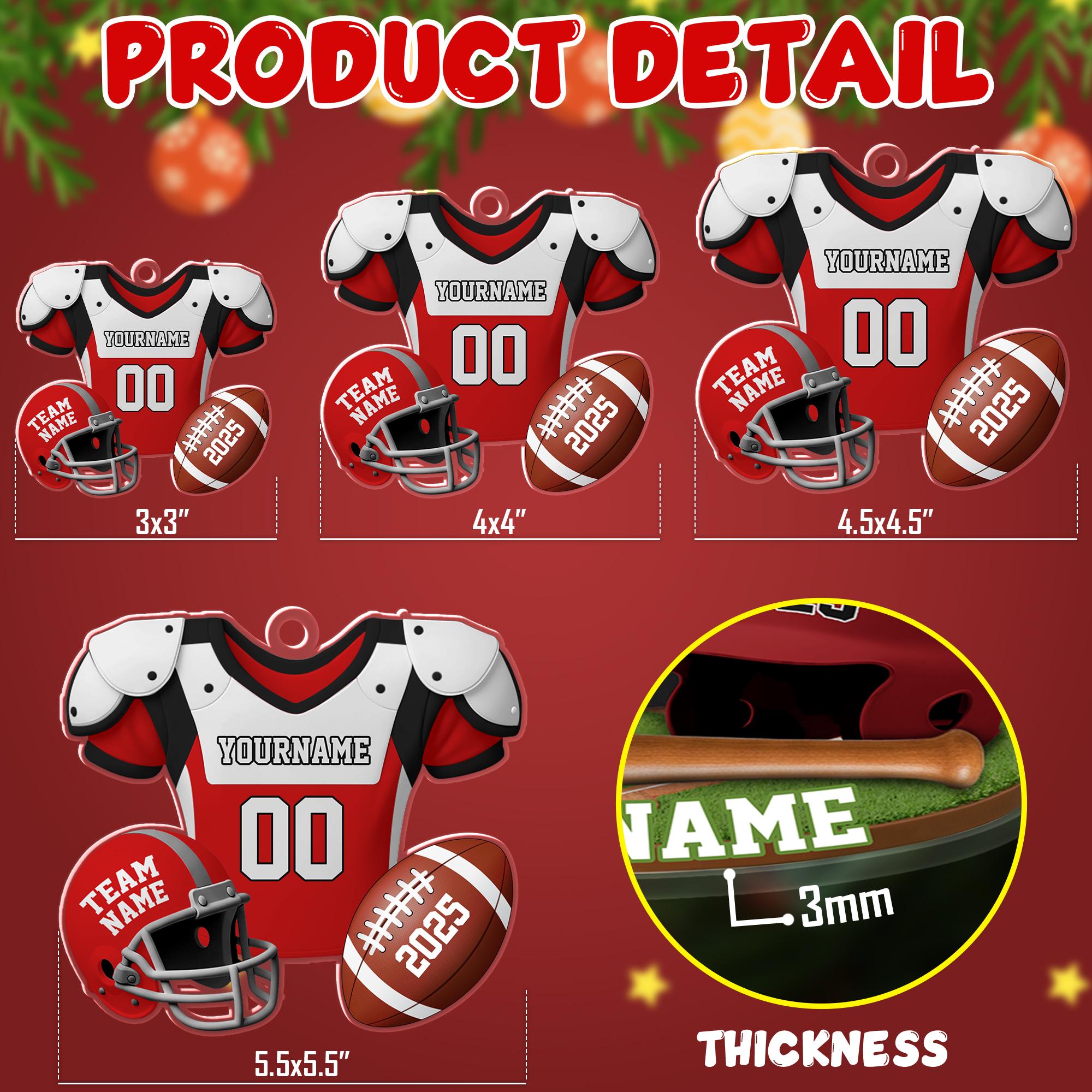 Custom Name & Number Football Acrylic Ornament: Christmas Tree Decorations