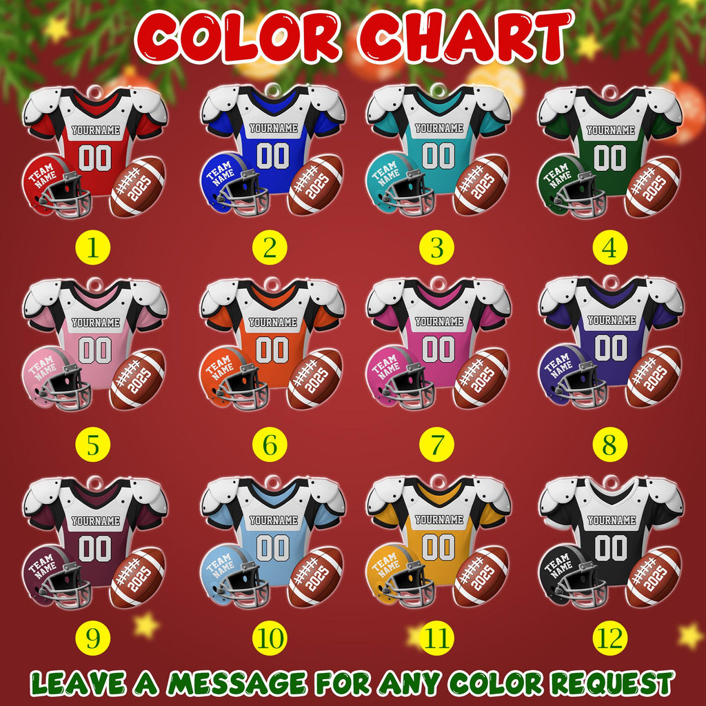 Custom Name & Number Football Acrylic Ornament: Christmas Tree Decorations