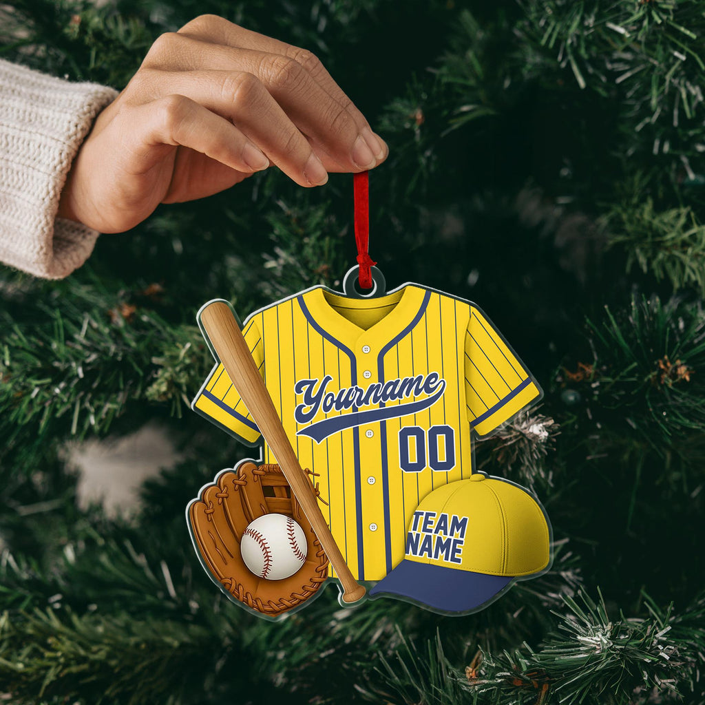 Personalized Name & Number Christmas Ornament, Custom Baseball Acrylic Ornament 2025, Sports Keepsake for Boys, Baseball Player Team Gift