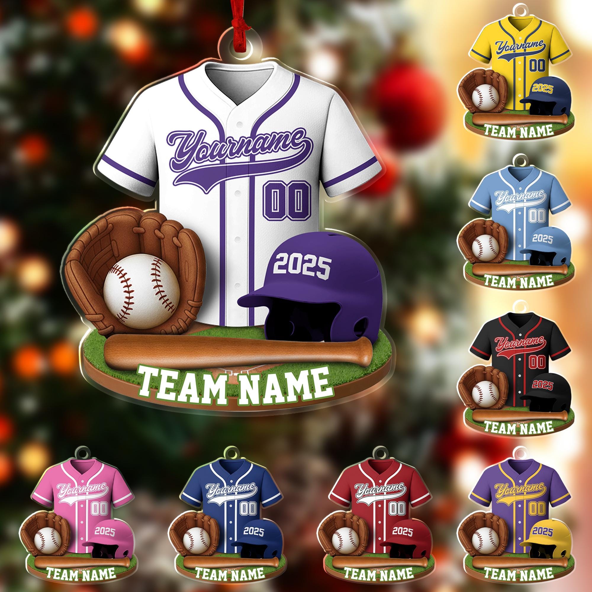 Personalized Baseball Acrylic Ornament 2025 - Custom Name & Number