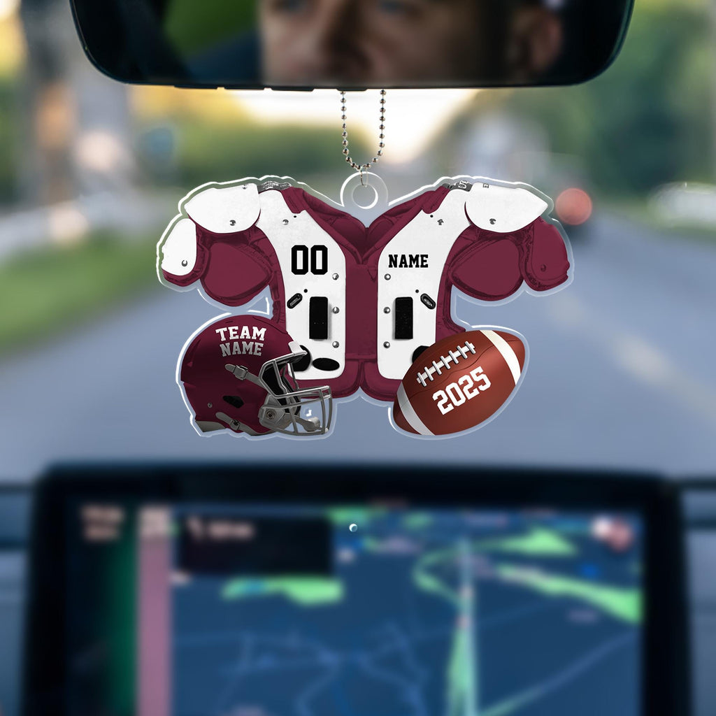 Custom Name Number Football Acrylic Ornament 2025: Custom Jersey & Helmet Keepsake