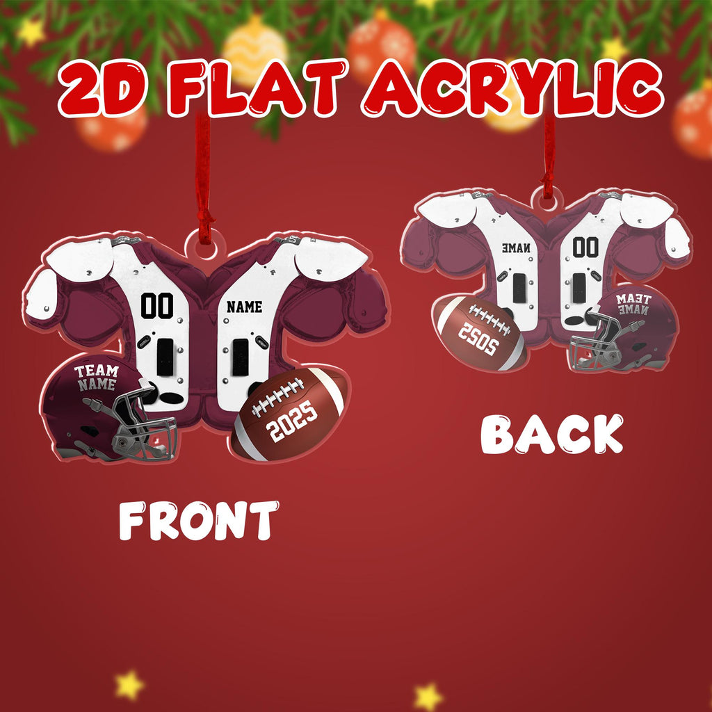 Custom Name Number Football Acrylic Ornament 2025: Custom Jersey & Helmet Keepsake