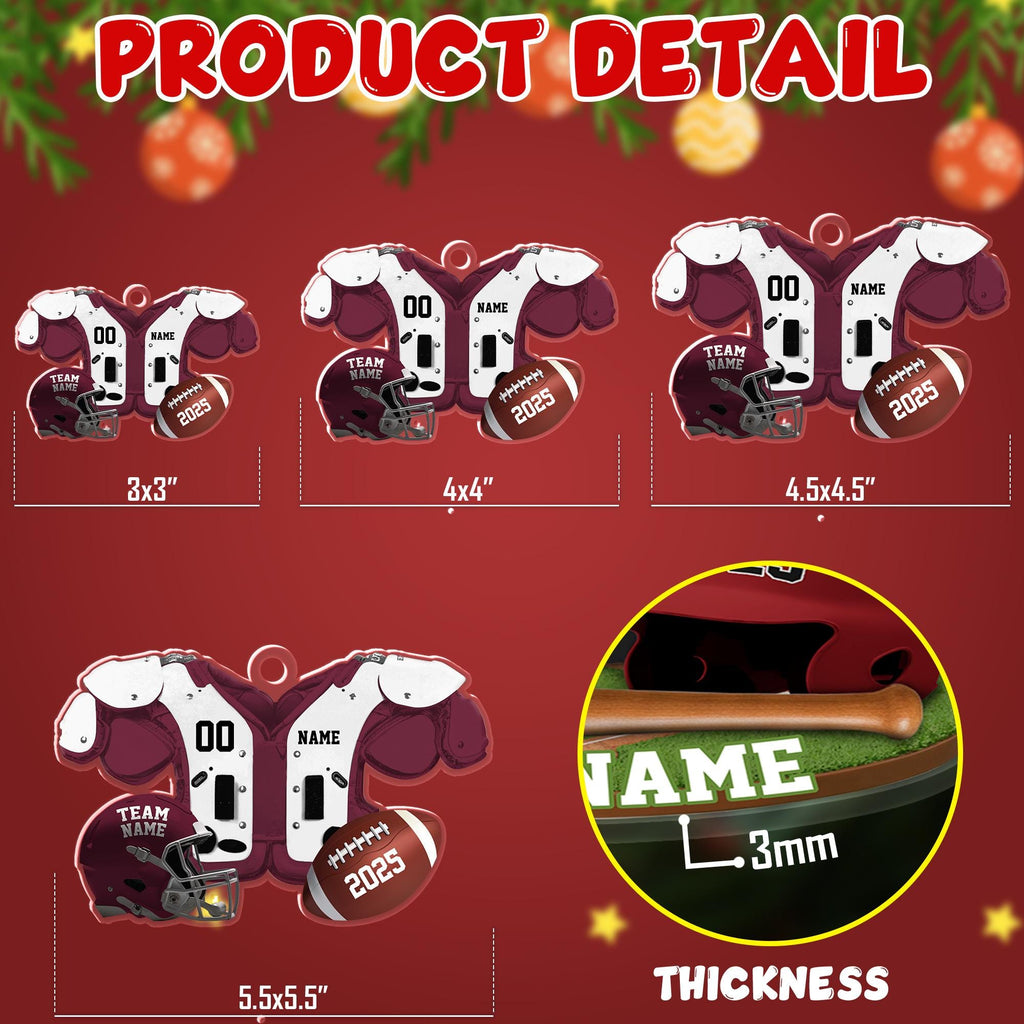 Custom Name Number Football Acrylic Ornament 2025: Custom Jersey & Helmet Keepsake