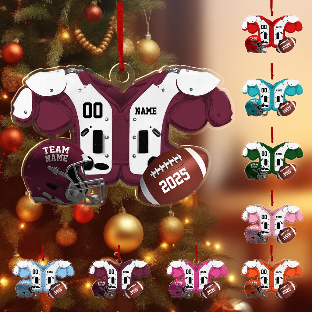 Custom Name Number Football Acrylic Ornament 2025: Custom Jersey & Helmet Keepsake