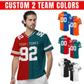 Personalized Any Two Team Color Football Jersey Split Half Uniform Jersey Custom Short Sleeve Shirt For Football Lovers