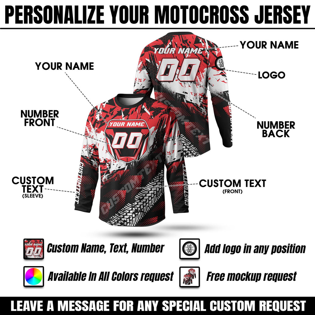 Personalized Name Number Motocross Jersey for Adult Youth, Custom MX Racing Shirt, Biker Long Sleeve Motocross Rider Gift, Racing Team Shirt