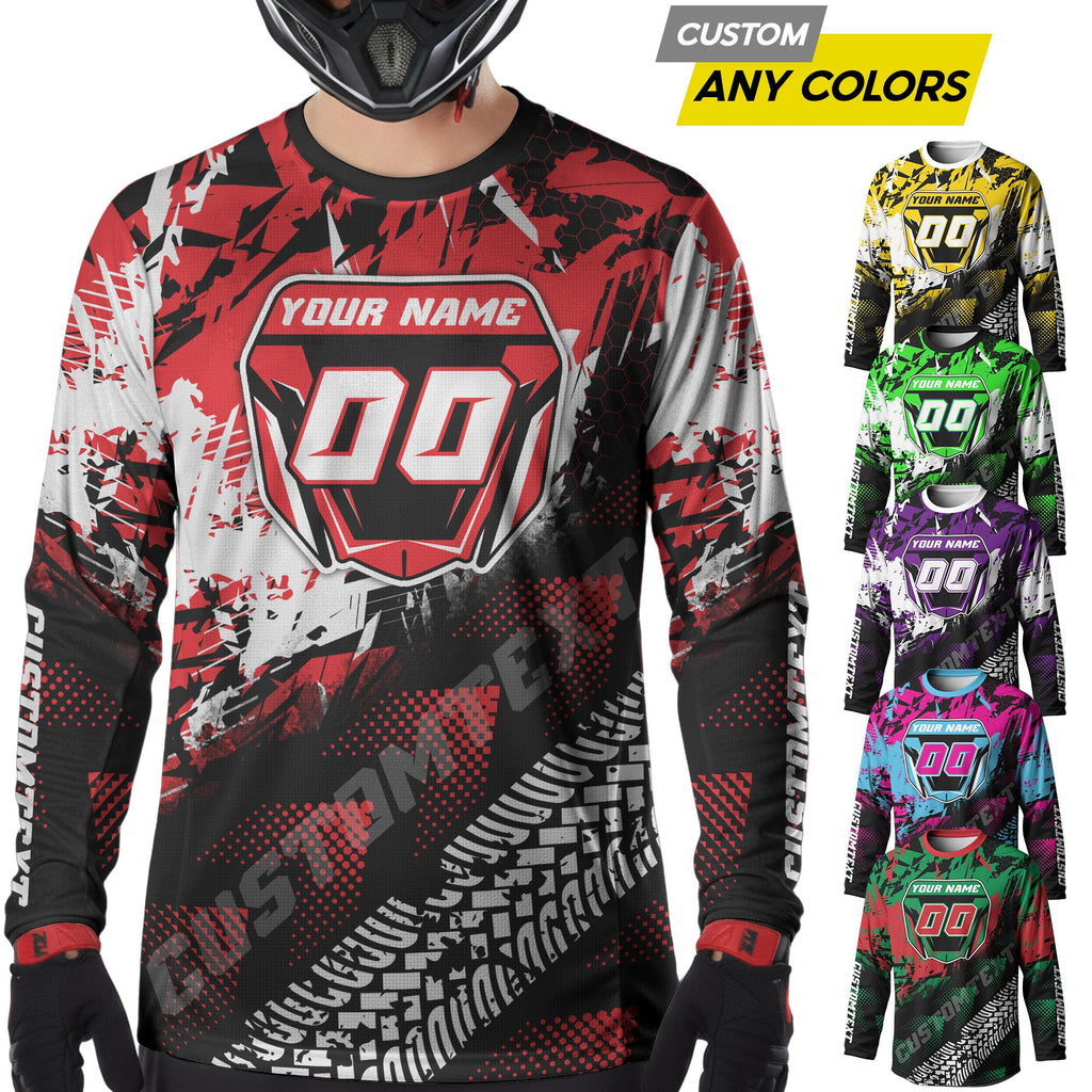 Personalized Name Number Motocross Jersey for Adult Youth, Custom MX Racing Shirt, Biker Long Sleeve Motocross Rider Gift, Racing Team Shirt