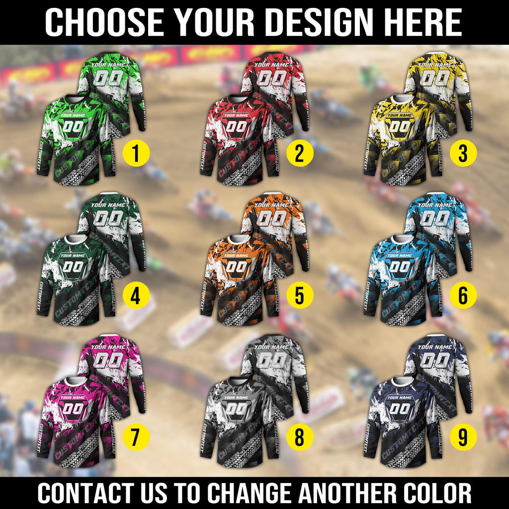 Personalized Name Number Motocross Jersey for Adult Youth, Custom MX Racing Shirt, Biker Long Sleeve Motocross Rider Gift, Racing Team Shirt