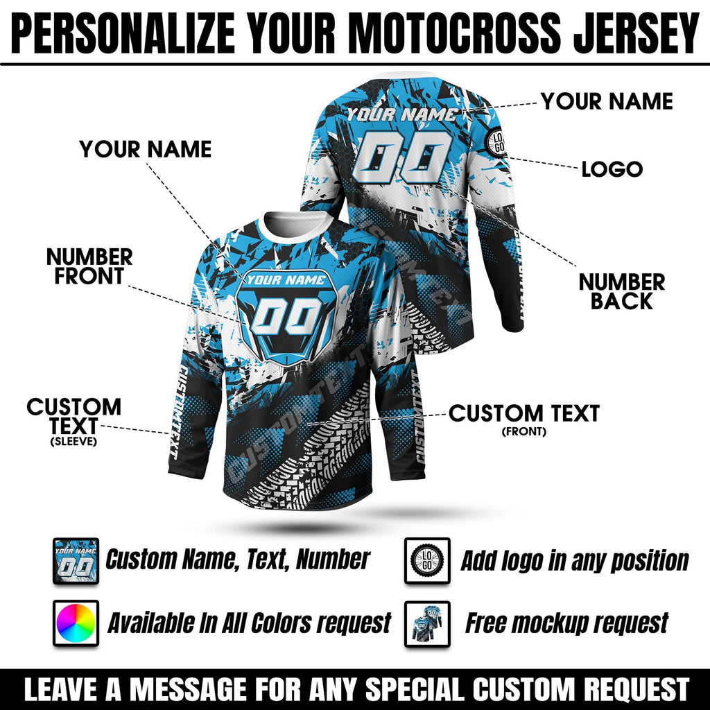 Personalized Motocross Jersey for Adult Youth, Dirt Bike Long Sleeve Shirt, Custom Name Number Motocross Rider Gift, Racing Team Shirt