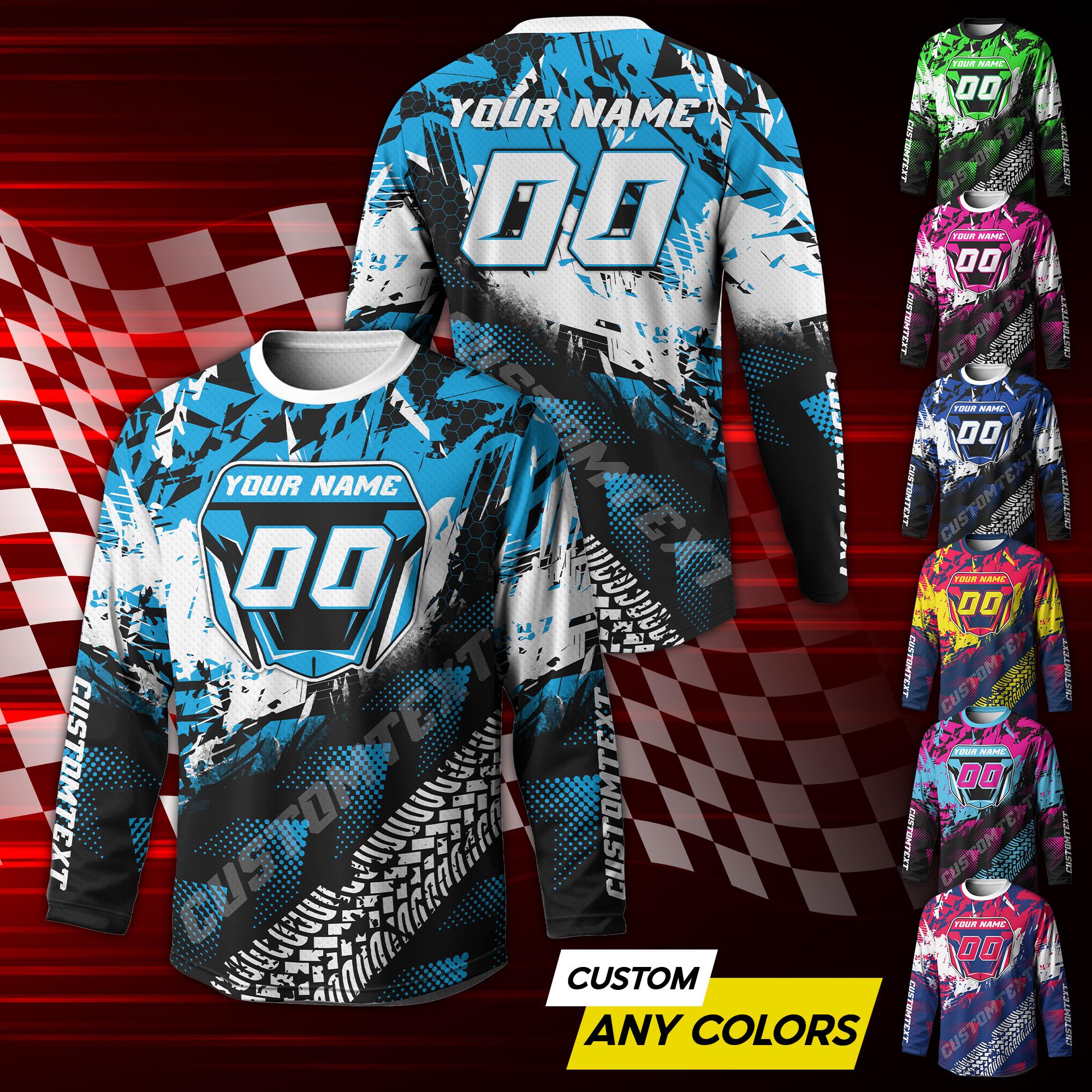 Personalized Motocross Jersey for Adult Youth, Dirt Bike Long Sleeve Shirt, Custom Name Number Motocross Rider Gift, Racing Team Shirt
