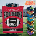 Custom Name Number Football Blanket, Personalized Team Football Blanket with Name, School Spirit Boys Bedroom Decor, Senior Player Gift