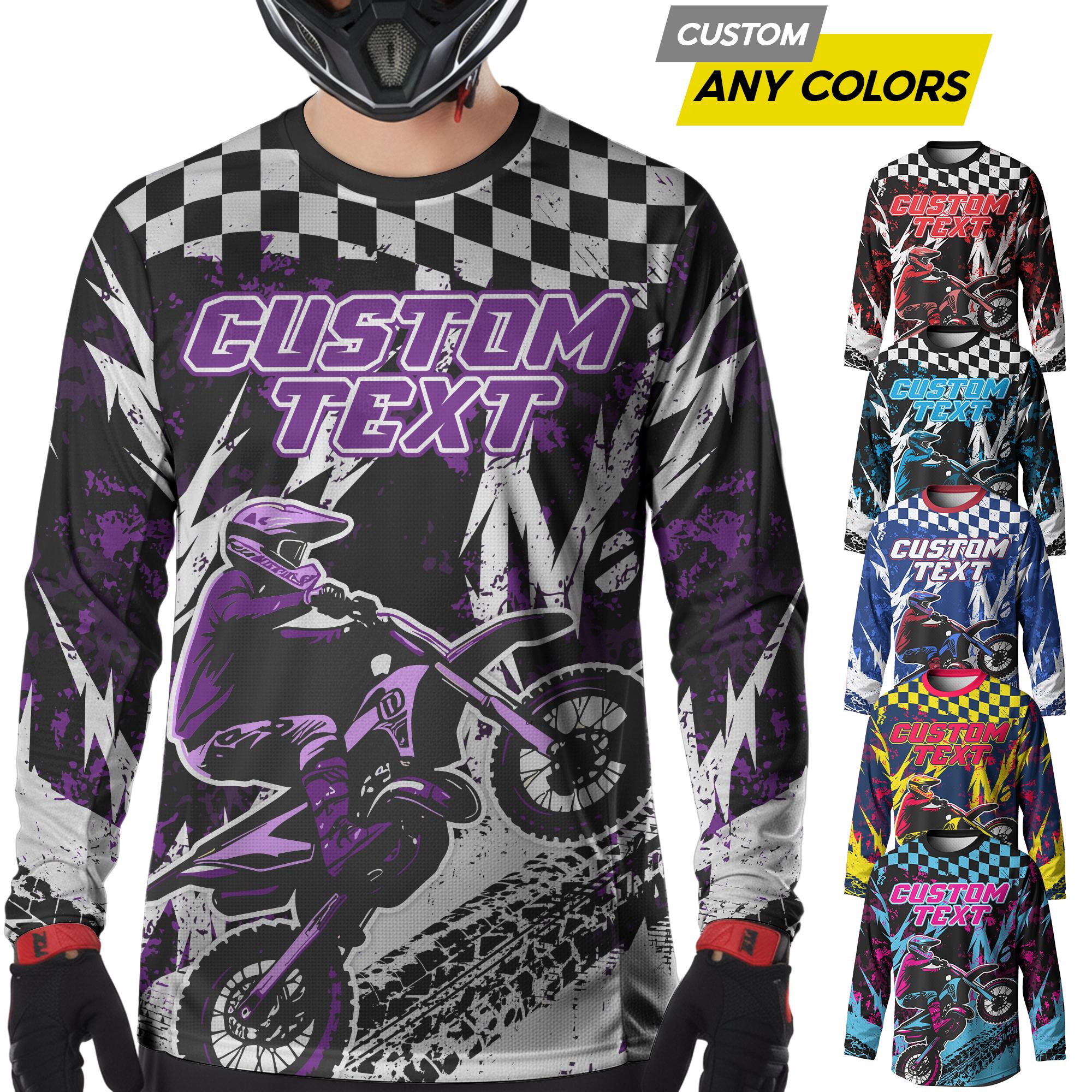 Custom Name Number Motocross Rider Gift, Personalized Motocross Jersey for Adult Youth, Racing Team Shirt, Dirt Bike Long Sleeve Shirt