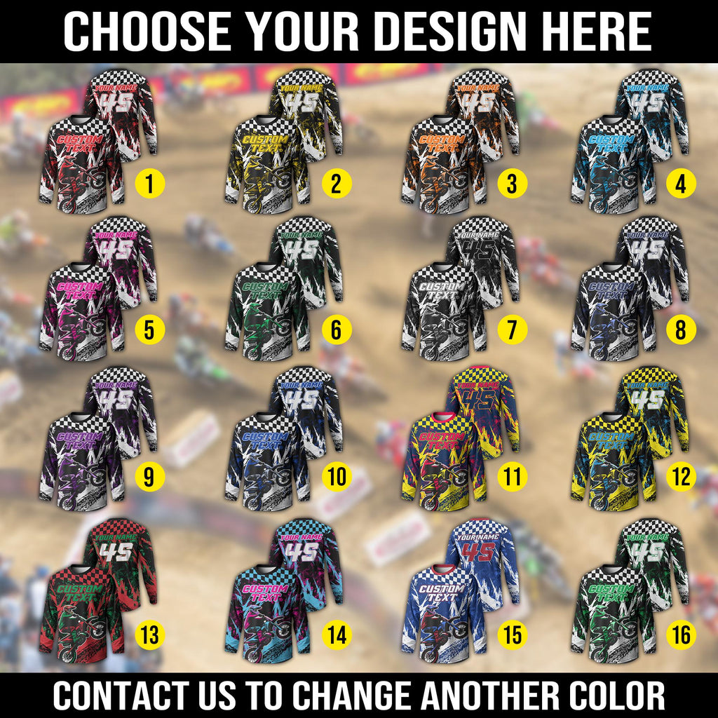 Custom Name Number Motocross Rider Gift, Personalized Motocross Jersey for Adult Youth, Racing Team Shirt, Dirt Bike Long Sleeve Shirt