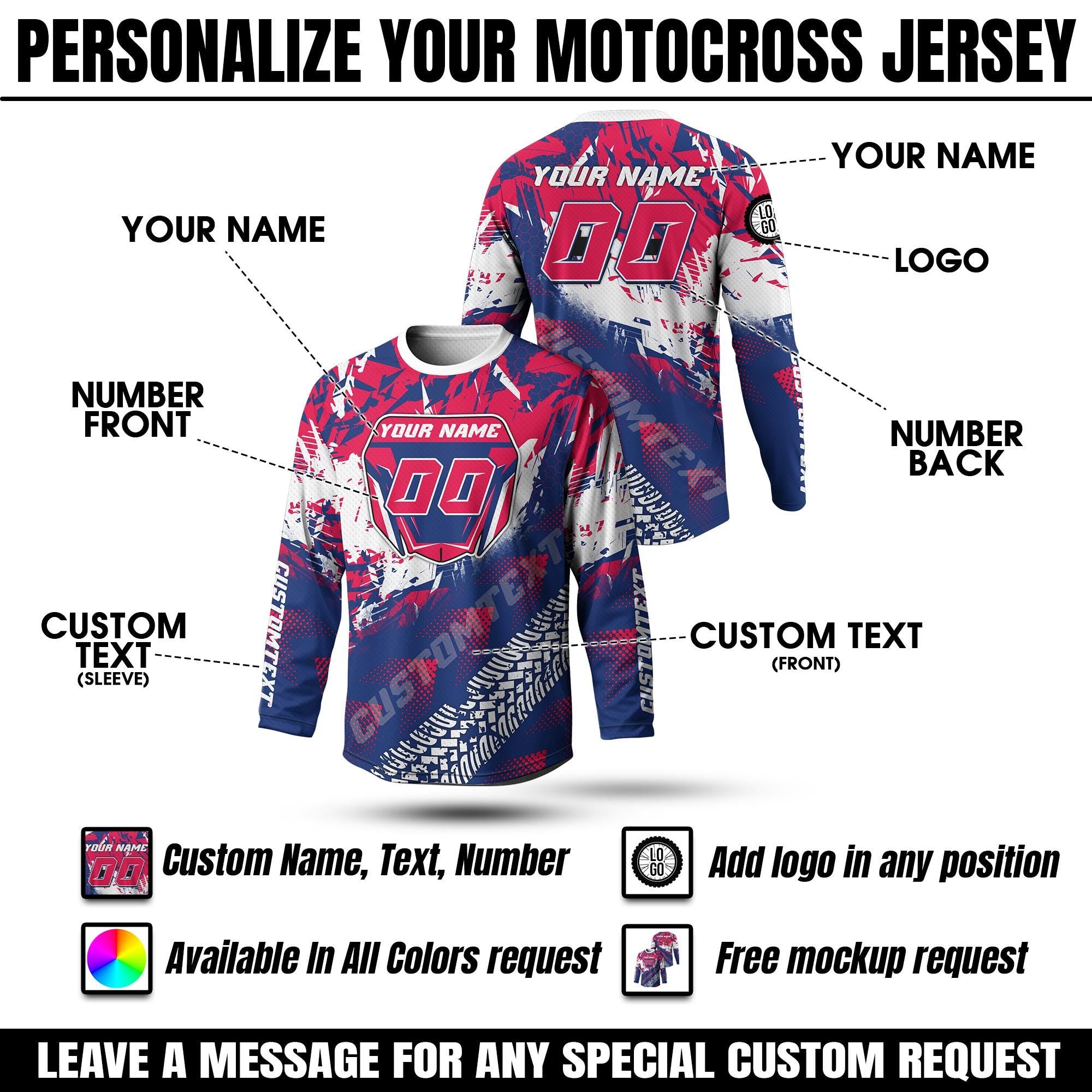 Custom Dirt Bike Long Sleeve Shirt, Personalized Name Number Motocross Rider Gift for Boyfriend, Racing Shirts Men, 3D Dirt Bike Shirt