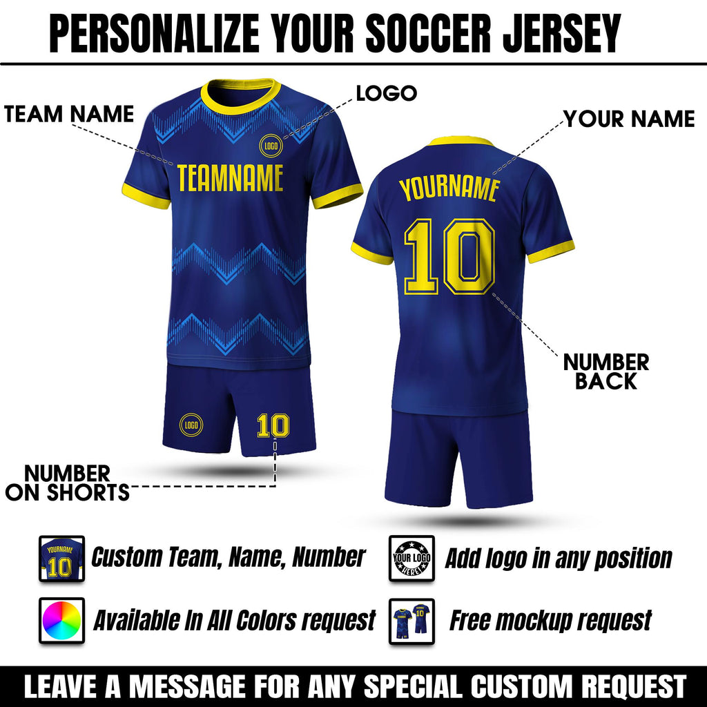 Custom Soccer Jersey for Adult Youth Toddler, Personalized Team Name & Number, Blue Soccer Jersey Sublimation Shirt