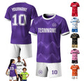 Custom Soccer Jersey Shorts Set for Youth Toddler Adult, Personalized Team Name Logo Number, Purple Soccer Jersey Shirt, Team Uniform