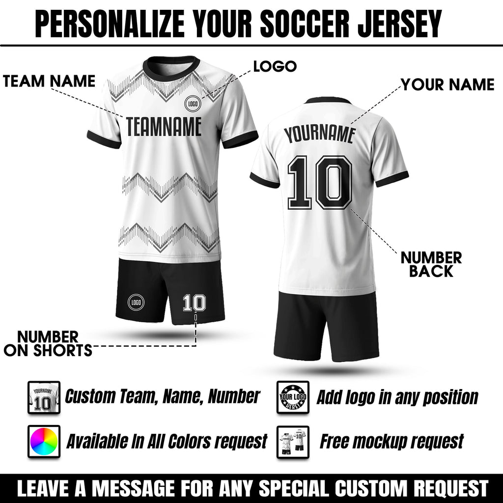 Personalized Jersey with Team Name Logo Number, Custom Soccer Jersey for Men Women Youth Kid, Black White Jersey Sport Team uniform