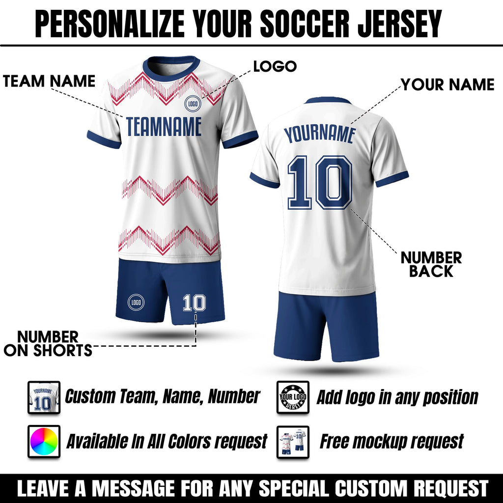 Custom Soccer Team Shirt for Men Women Youth Kid, Personalized USA Soccer Jersey with Name Logo Number, White Soccer Jersey Shirt
