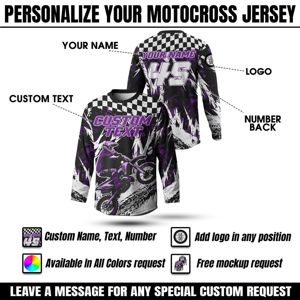 Custom Name Number Motocross Rider Gift, Personalized Motocross Jersey for Adult Youth, Racing Team Shirt, Dirt Bike Long Sleeve Shirt