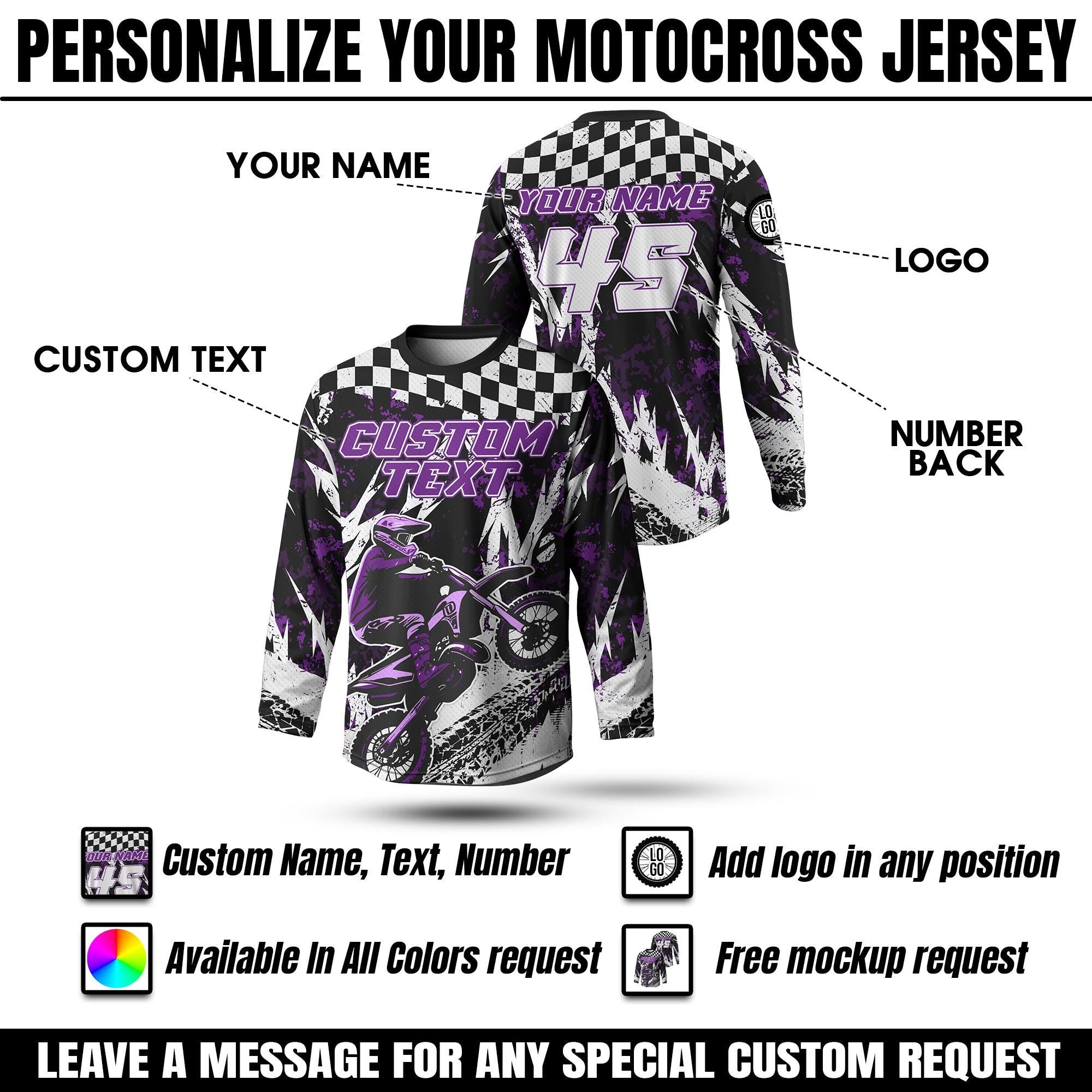 Custom Name Number Motocross Rider Gift, Personalized Motocross Jersey for Adult Youth, Racing Team Shirt, Dirt Bike Long Sleeve Shirt