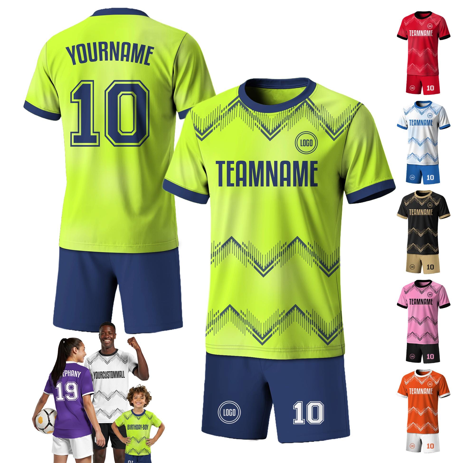 Custom Soccer Uniform Jersey for Men Women Youth Kid, Personalized Jersey with Team Name Logo Number, Green Soccer Jersey Shirts for toddler
