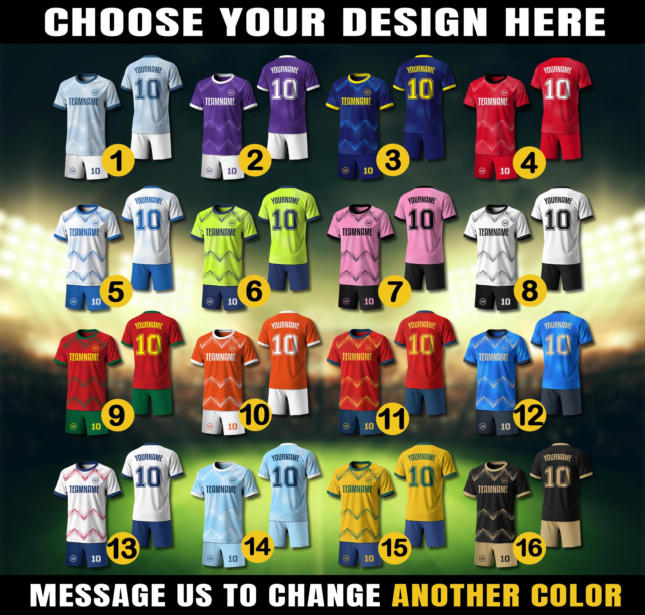 Customer Design Soccer Kits for Adult Kid, Personalized Youth Soccer Uniform with Team Name Logo Number, Birthday boy Jersey Shirt