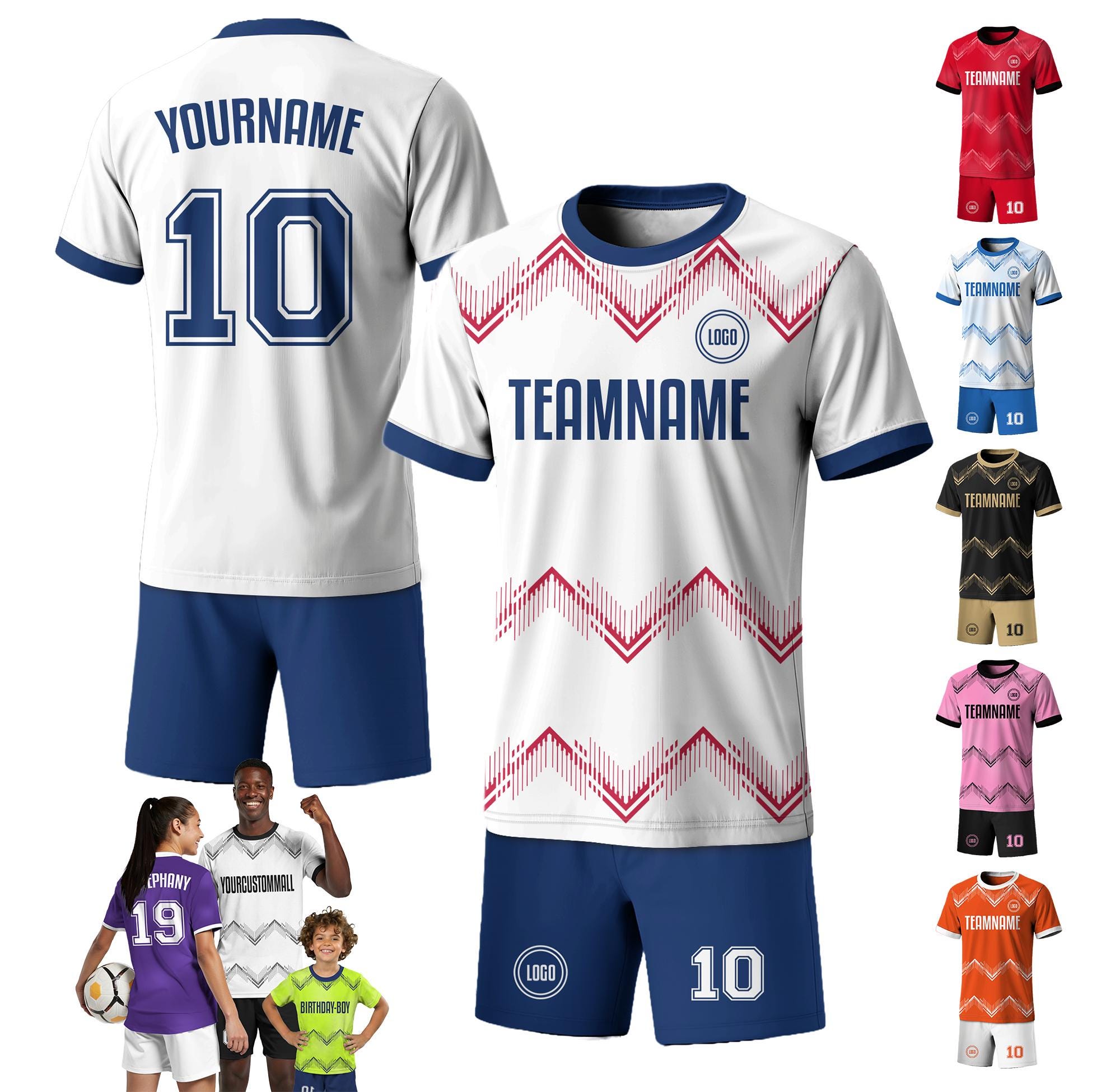Custom Soccer Team Shirt for Men Women Youth Kid, Personalized USA Soccer Jersey with Name Logo Number, White Soccer Jersey Shirt