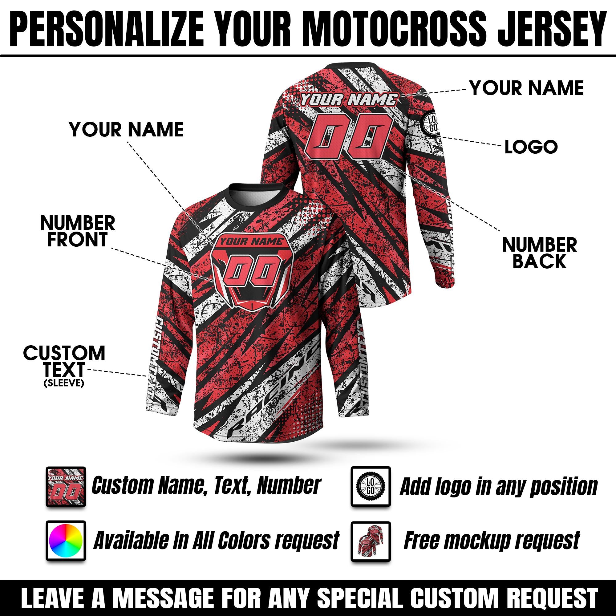 Personalized Dirt Bike Jersey Youth & Adult, Motocross Racing Shirt, Custom Name Number Motocross Team Rider Gift, Racing Team Shirt
