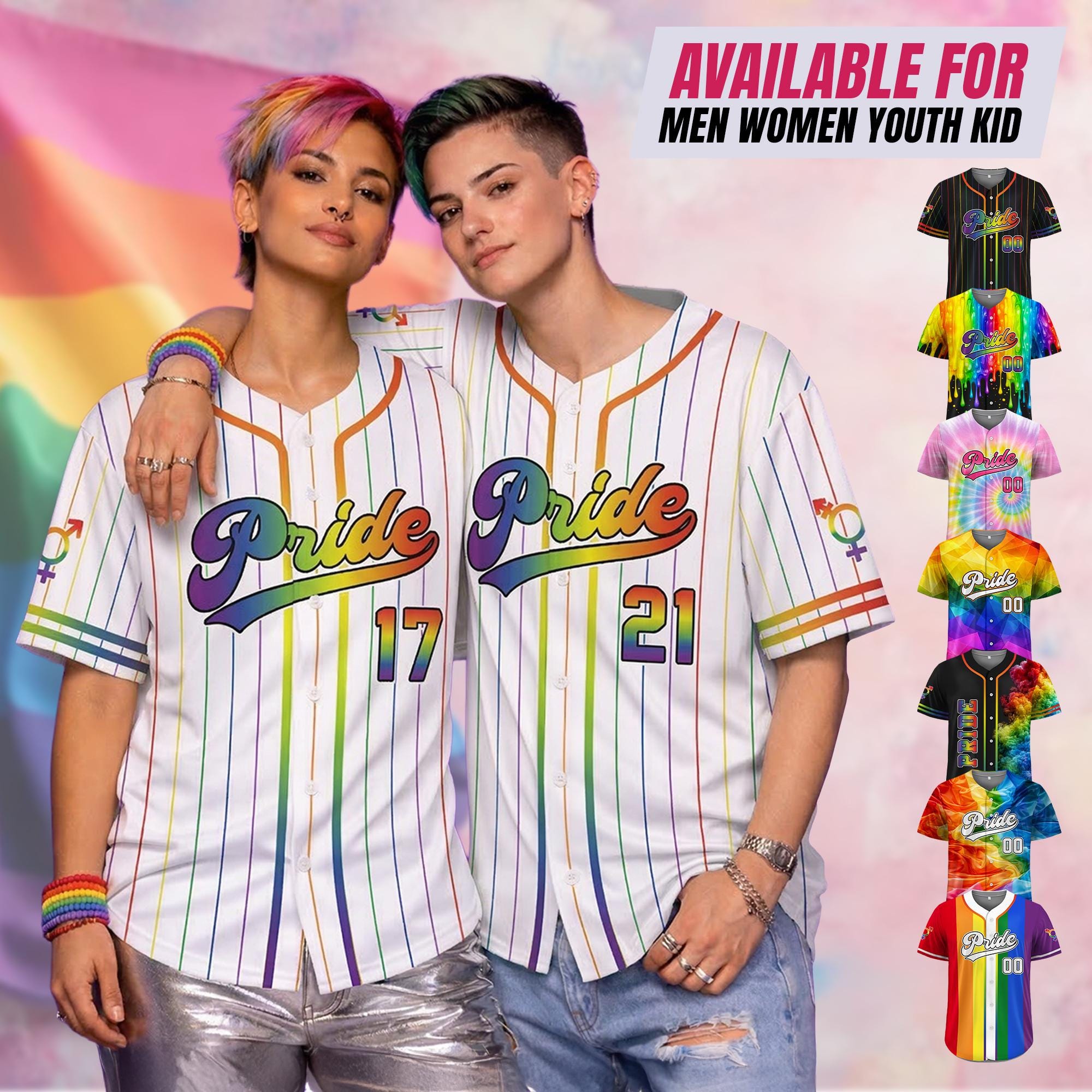 Custom Rainbow Pride Baseball Jersey, Personalized LGBT Team Shirt for Men Women Youth Kid
