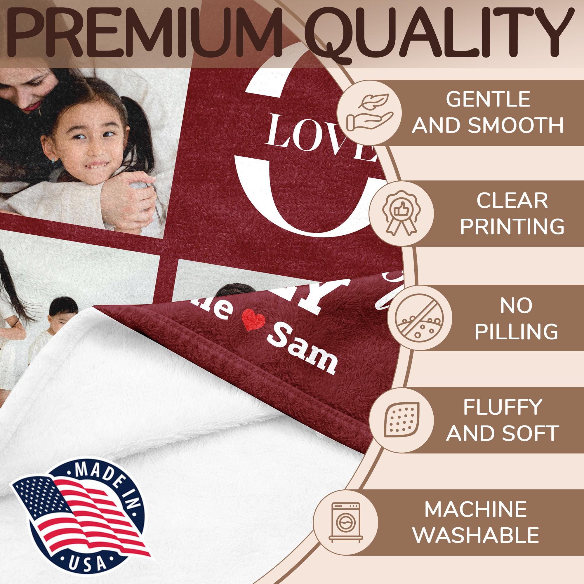 Customized Mothers Day Blanket with Photo, Personalized Throw Cozy Flannel Blanket with Kids Names, Gifts for Mom Wife from Daughter Husband