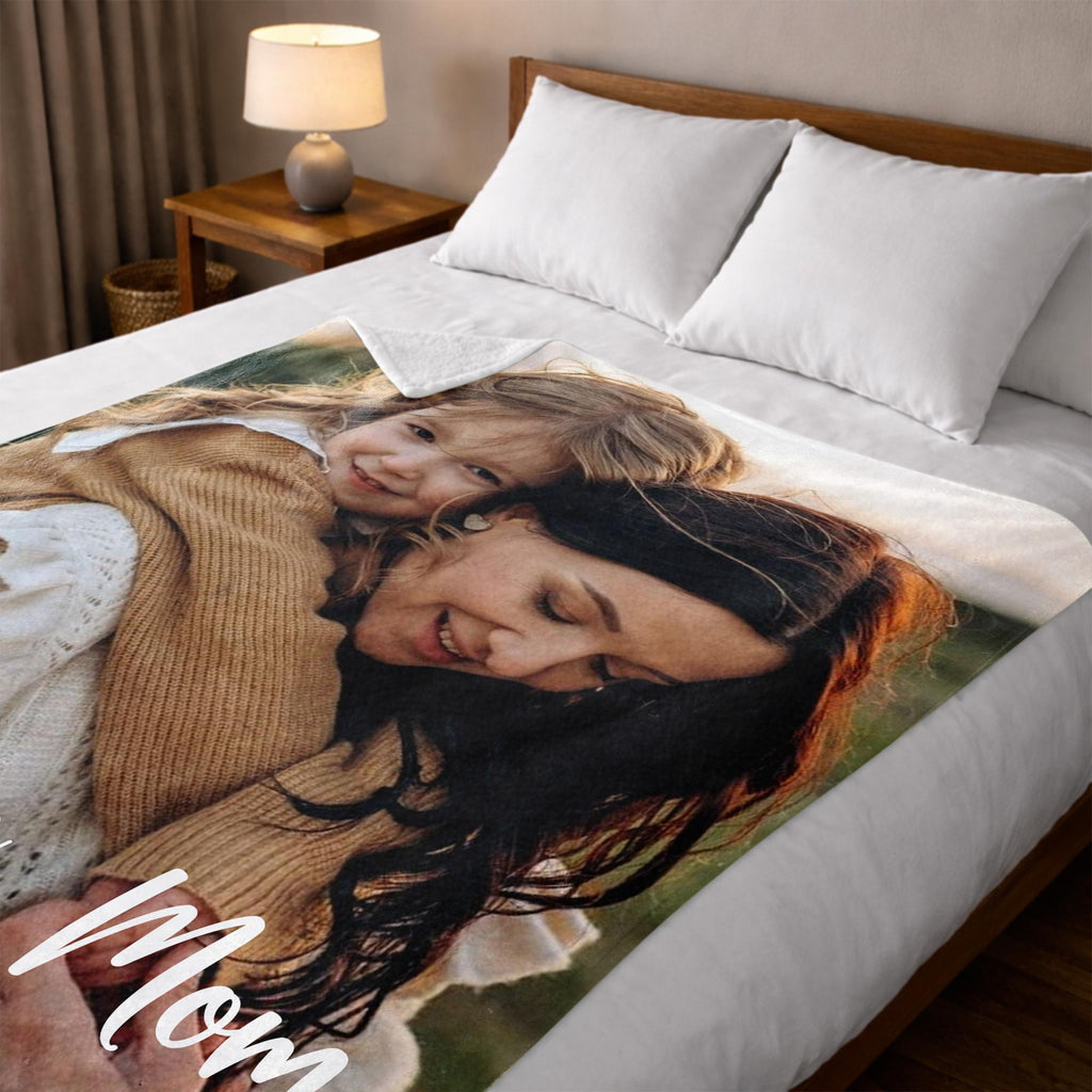 Personalized Mothers Day Birthday Gifts for Mom from Daughter Son Kids Husband, Custom Blanket with Photo Memories Gift