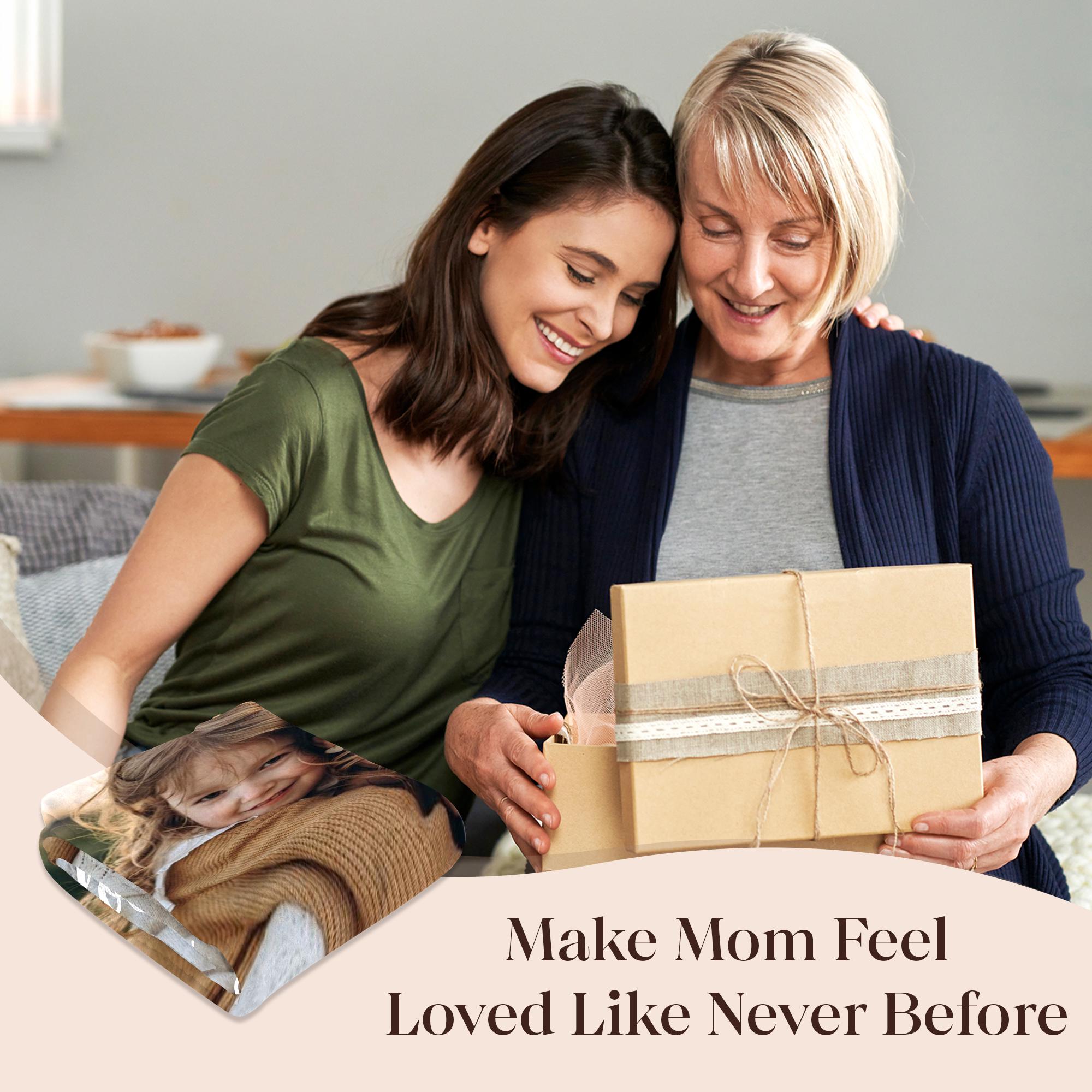 Personalized Mothers Day Birthday Gifts for Mom from Daughter Son Kids Husband, Custom Blanket with Photo Memories Gift
