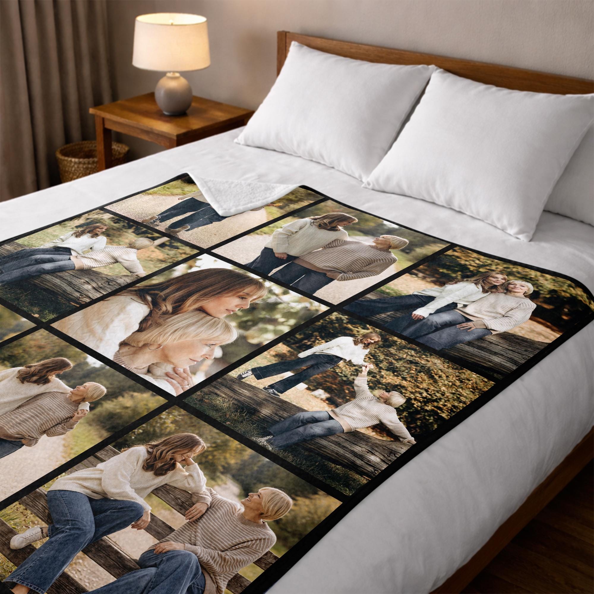 Personalized Photo Collage Blanket for Mother Grandma, Custom Family Memories Gift for Mom from Daughter Son Kids Husband
