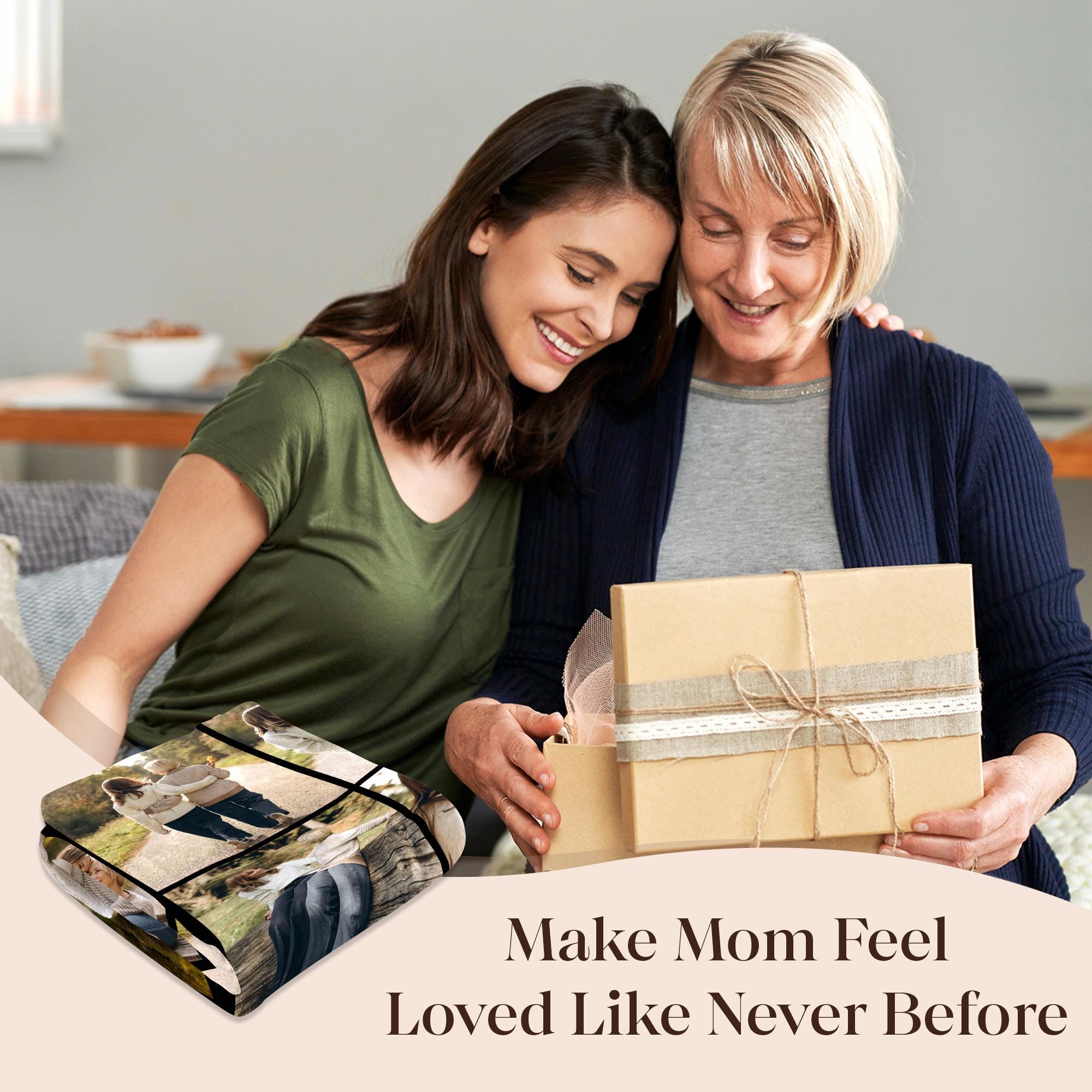 Personalized Photo Collage Blanket for Mother Grandma, Custom Family Memories Gift for Mom from Daughter Son Kids Husband