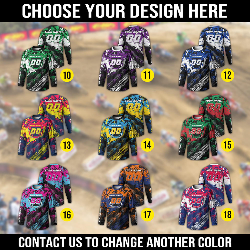 Personalized Name Number Motocross Jersey for Adult Youth, Custom MX Racing Shirt, Biker Long Sleeve Motocross Rider Gift, Racing Team Shirt