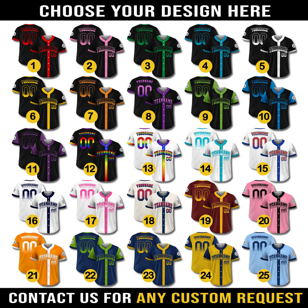 Custom Baseball Jersey - Personalized Name & Number logo, Team sport uniform for Men Women Youth Kid, Baseball Fan Gifts
