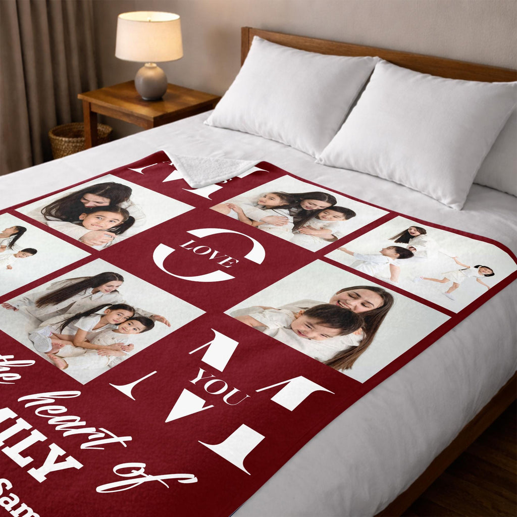 Customized Mothers Day Blanket with Photo, Personalized Throw Cozy Flannel Blanket with Kids Names, Gifts for Mom Wife from Daughter Husband
