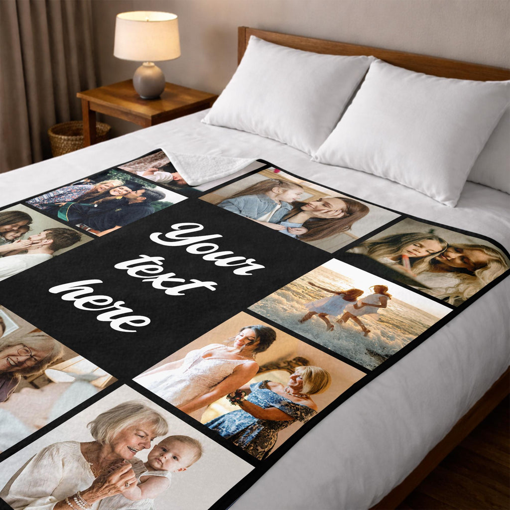 Custom Photo Blanket for Mom, Personalized Flannel Throw, Cozy Family Memories Gifts for Mother Wife from Daughter Husband