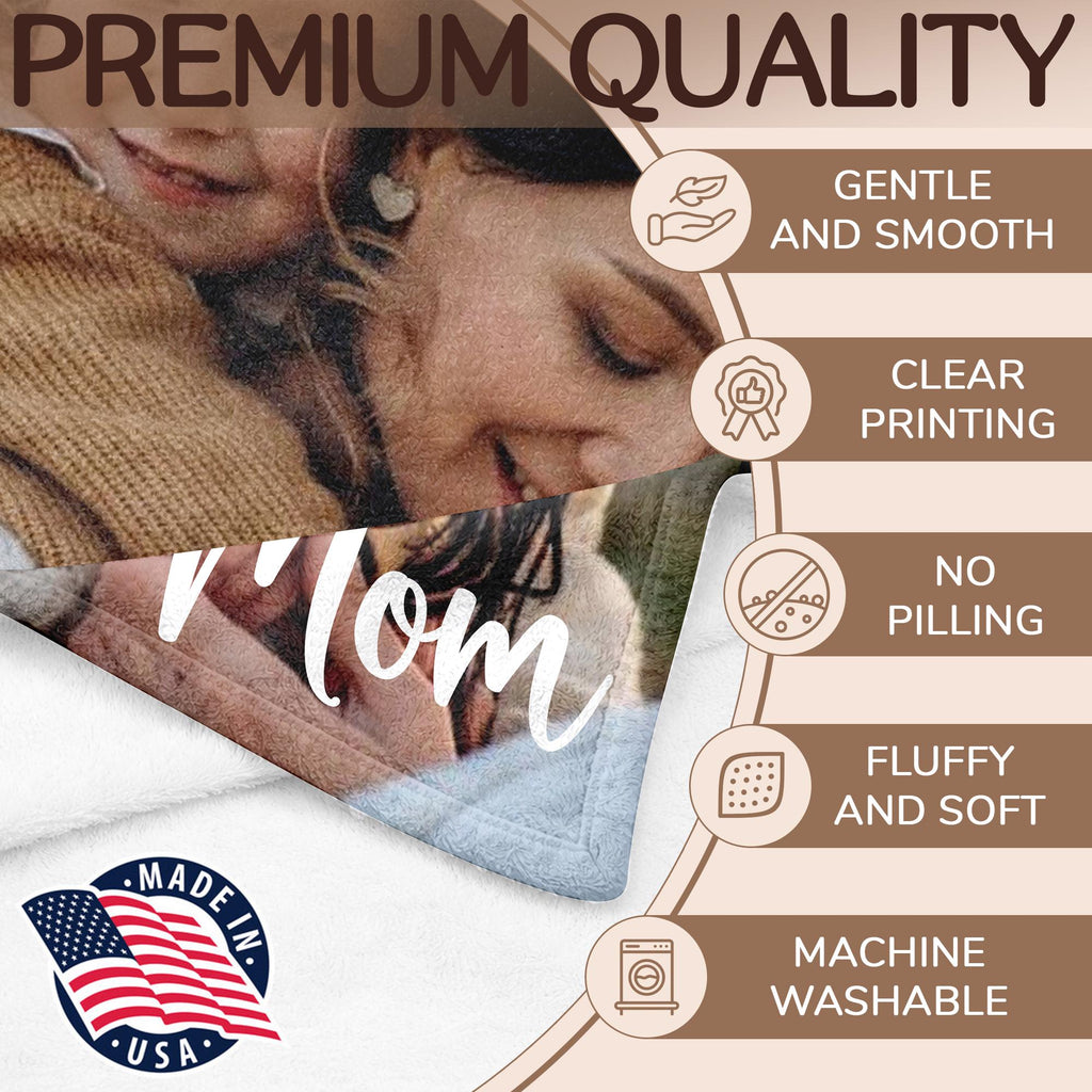 Personalized Mothers Day Birthday Gifts for Mom from Daughter Son Kids Husband, Custom Blanket with Photo Memories Gift