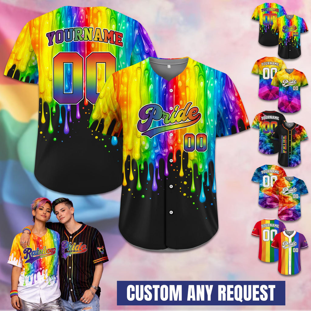 Custom Pride Baseball Jersey Matching Uniform, Personalized LGBT Team Shirt for Men Women Youth Kid, Rainbow Outfit for parade