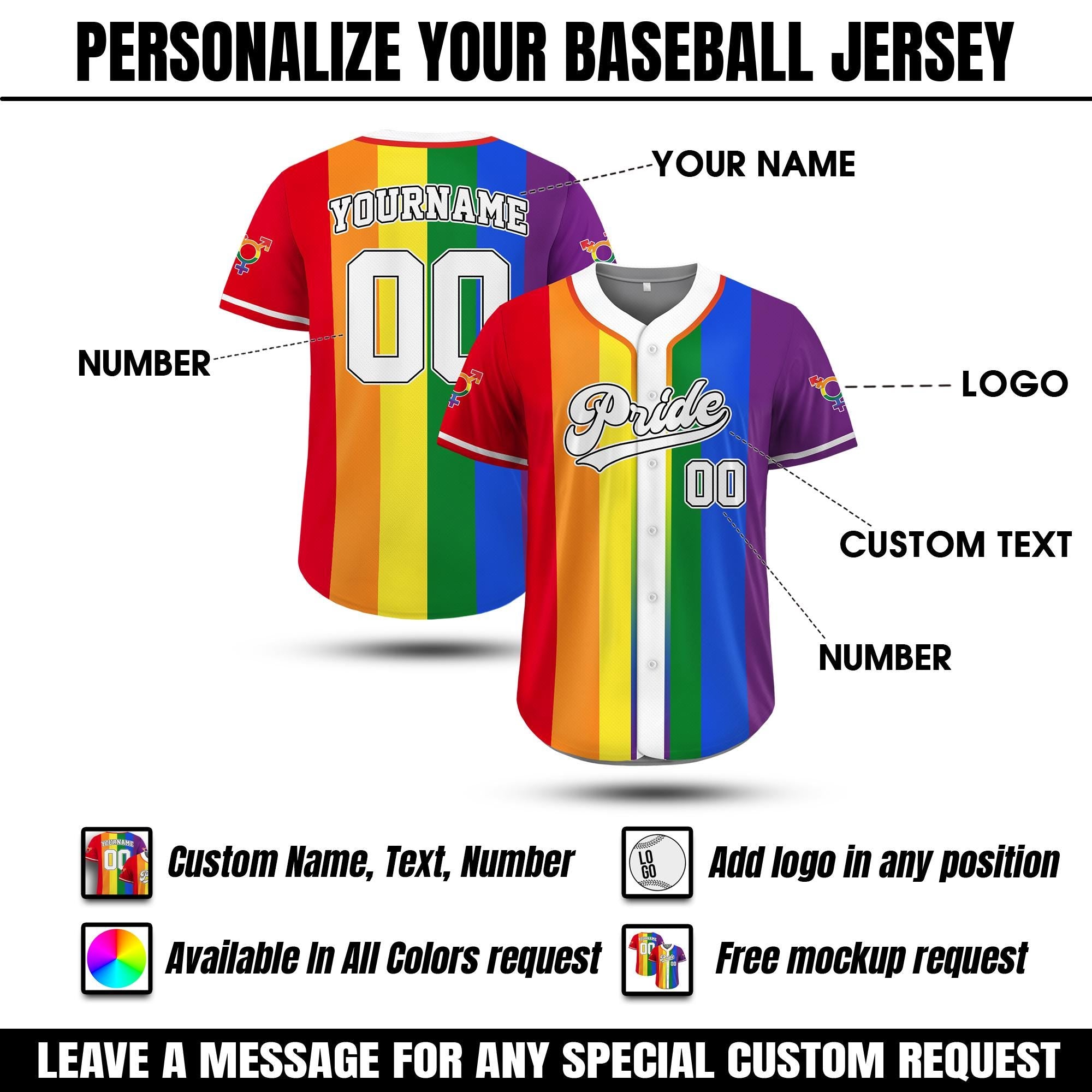 Custom Pride Baseball Jersey Matching Uniform, Personalized LGBT Team Shirt for Men Women Youth Kid, LGBT pride clothing