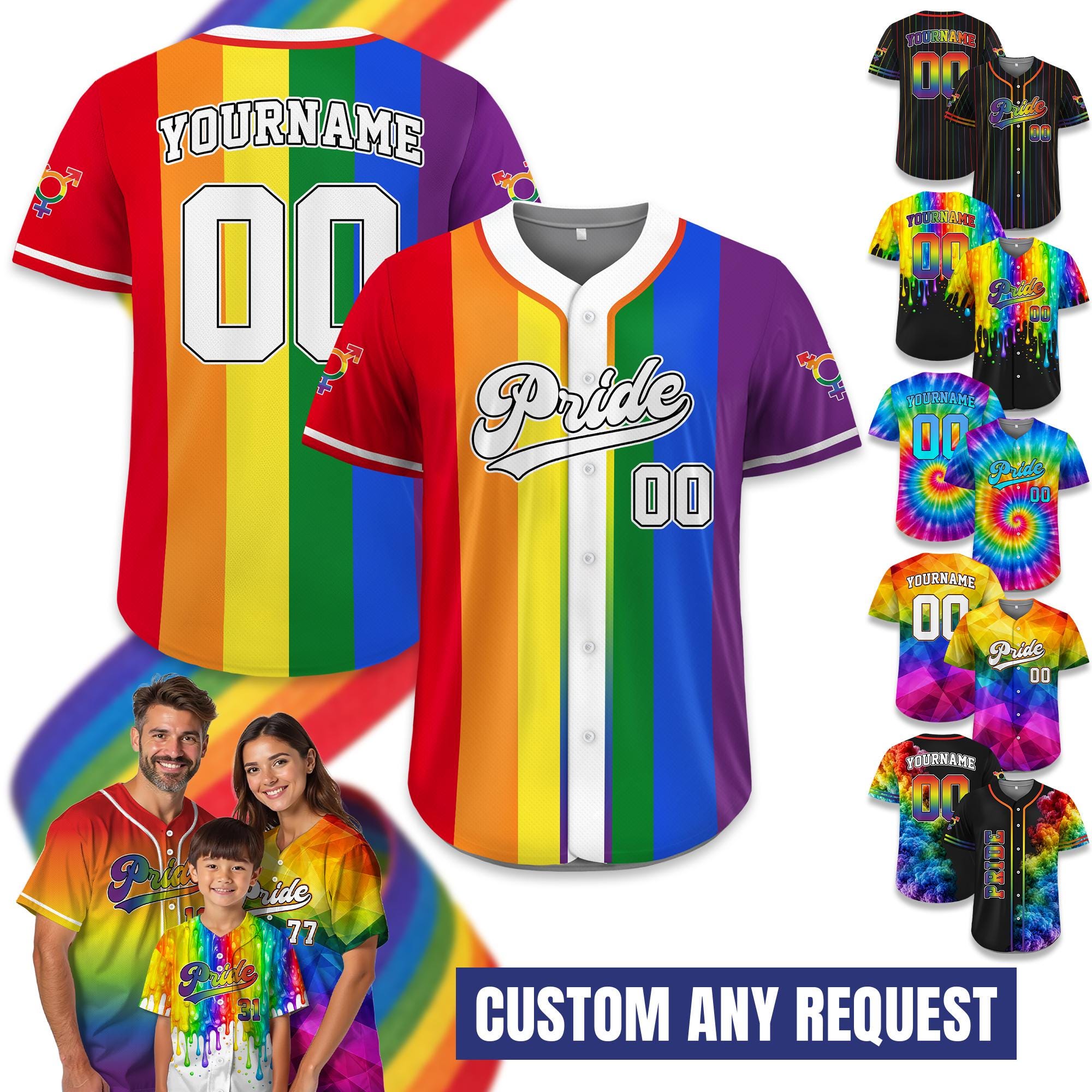 Custom Pride Baseball Jersey Matching Uniform, Personalized LGBT Team Shirt for Men Women Youth Kid, LGBT pride clothing